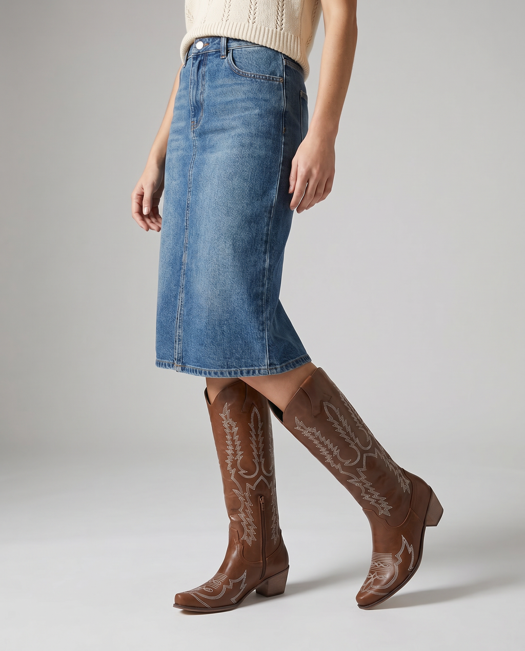 Gaudenzia | Knee-High Embroidered Cowboy Boots