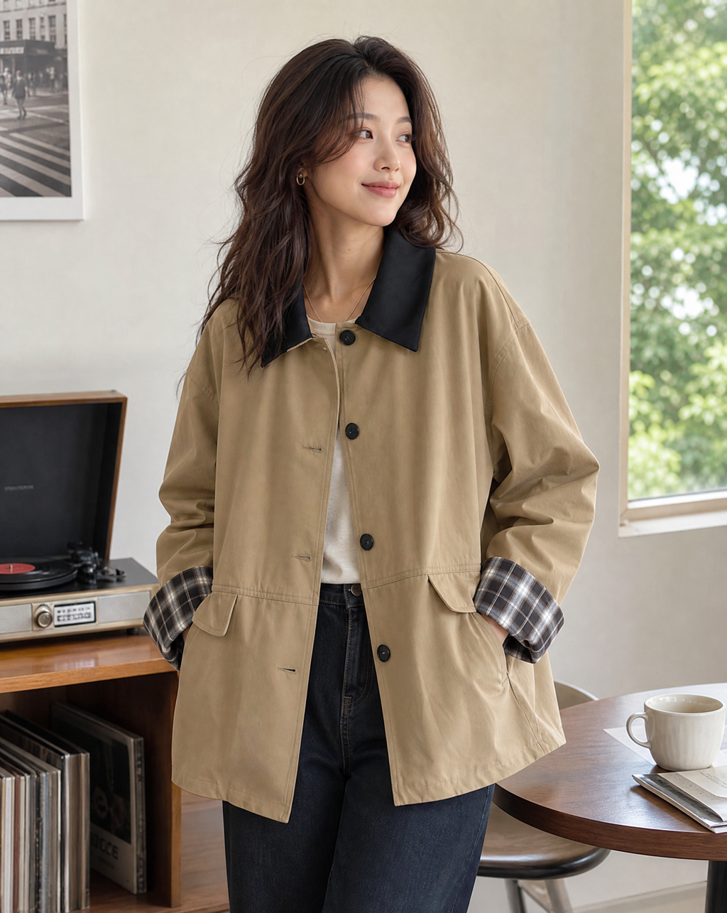 Zelinda | Button Jacket with Contrast Trim
