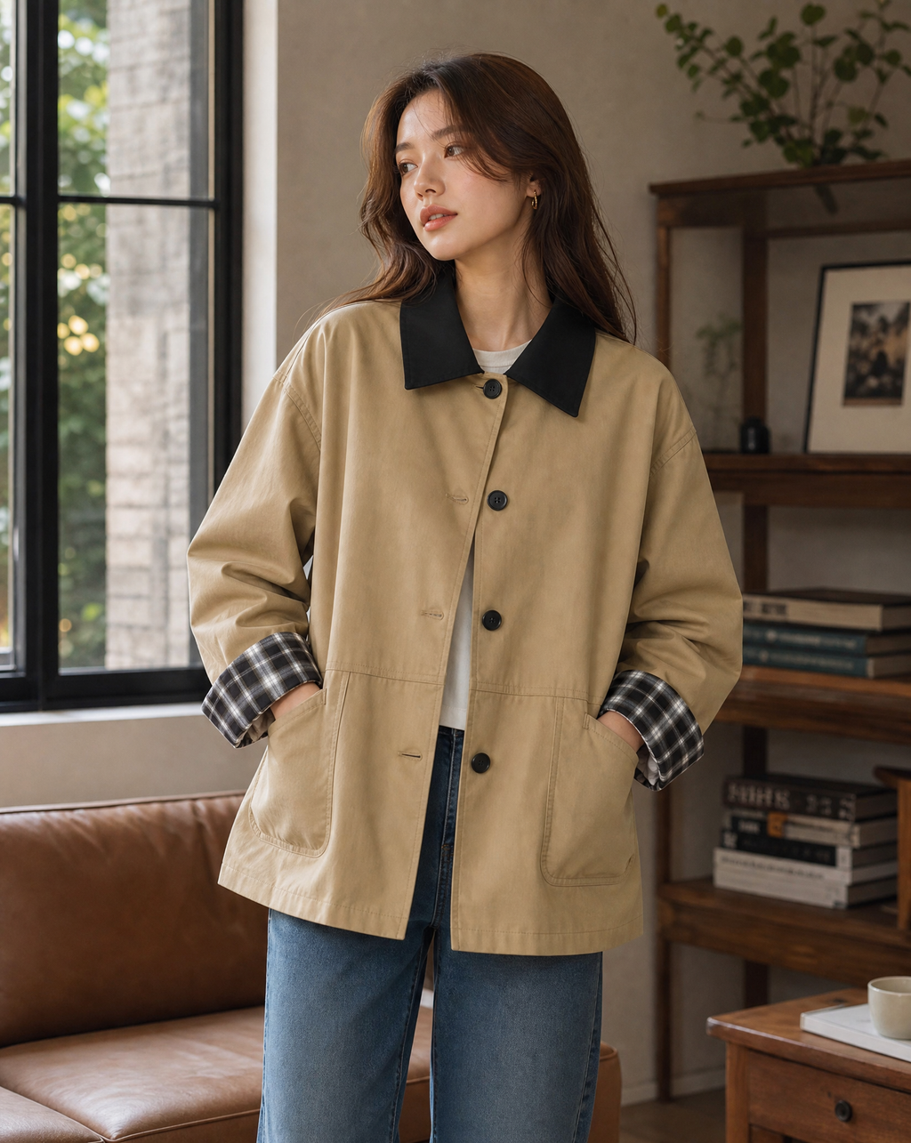 Zelinda | Button Jacket with Contrast Trim