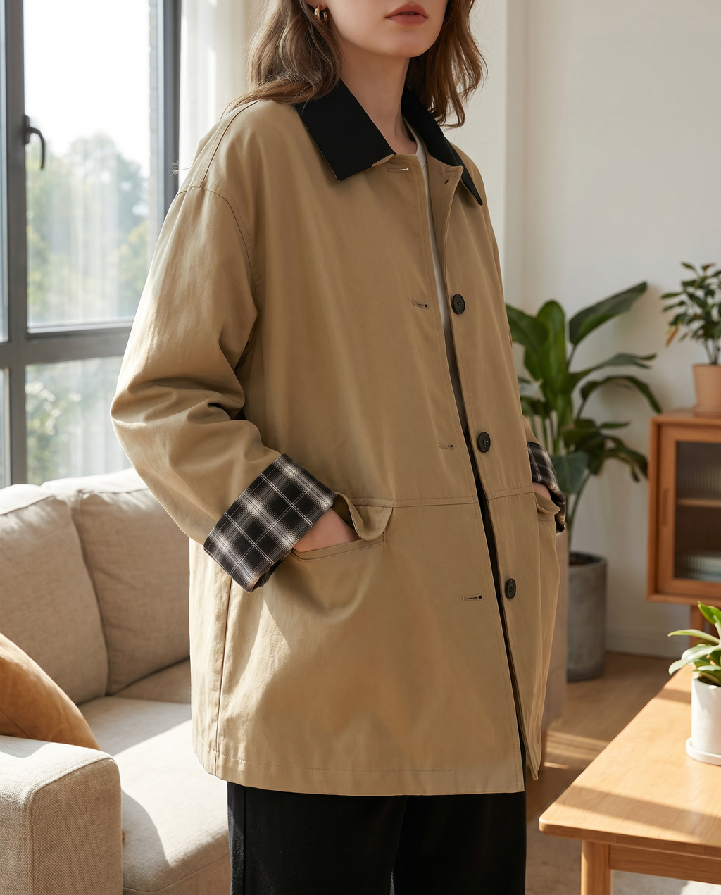 Zelinda | Button Jacket with Contrast Trim