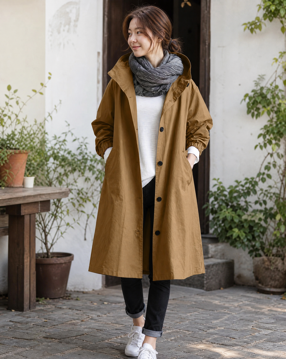 Serafina | Long Oversized Trench Coat with Hood