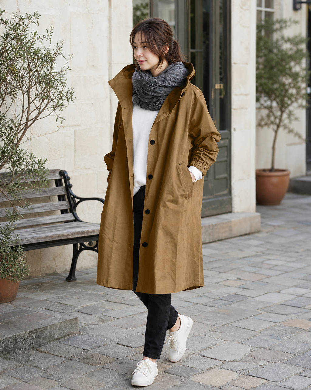 Serafina | Long Oversized Trench Coat with Hood
