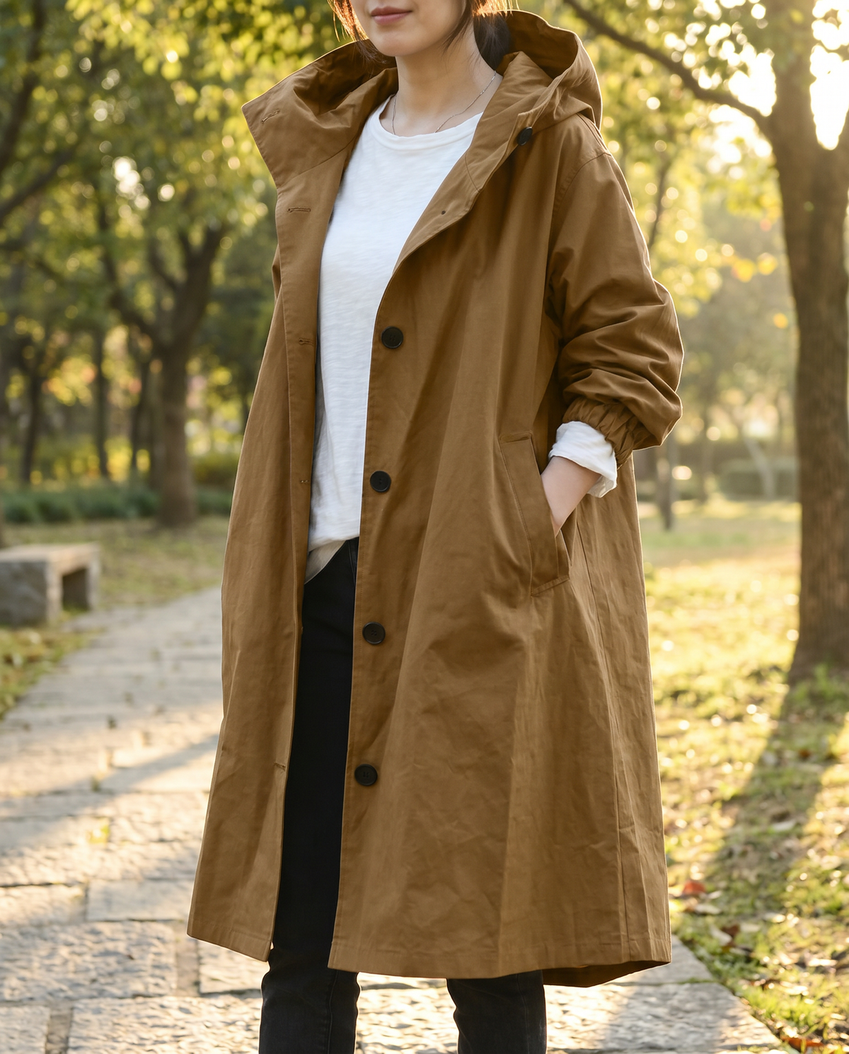 Serafina | Long Oversized Trench Coat with Hood