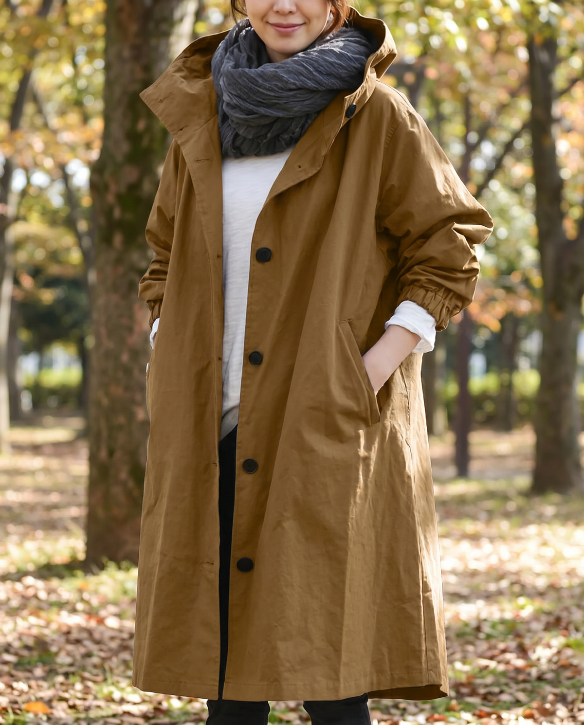 Serafina | Long Oversized Trench Coat with Hood