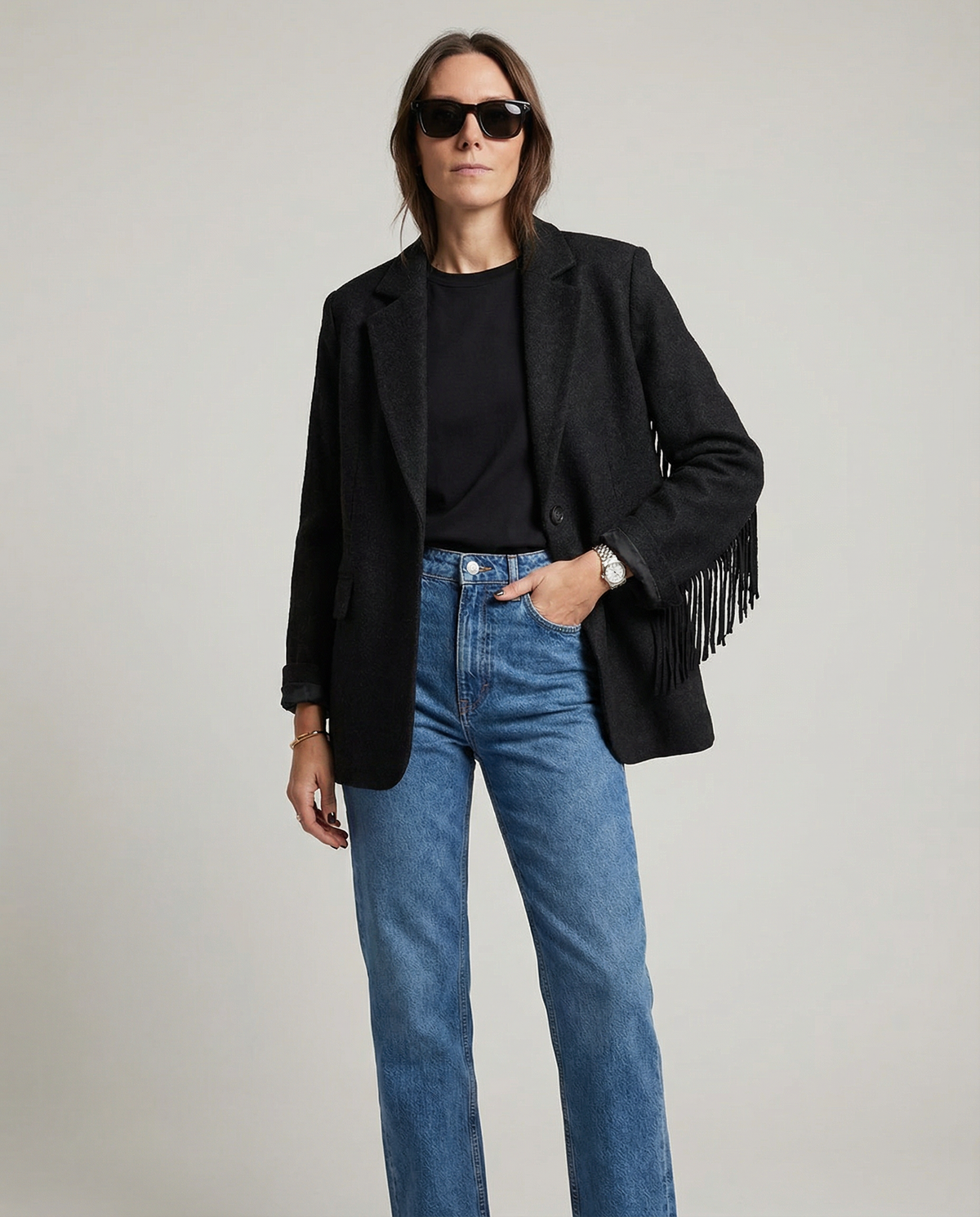 Teresa | Autumn bomber jacket – elegant wool blazer with tassels