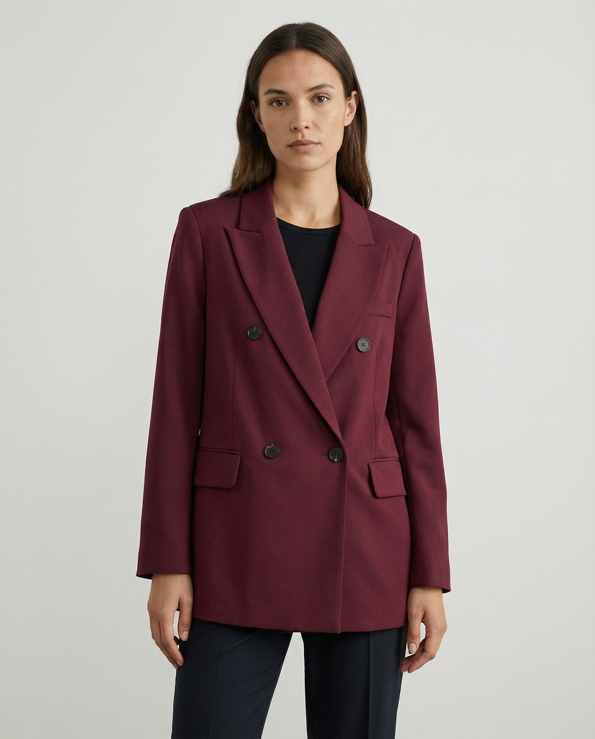 Fulvia | Vintage burgundy blazer – classic double-breasted style for autumnal elegance