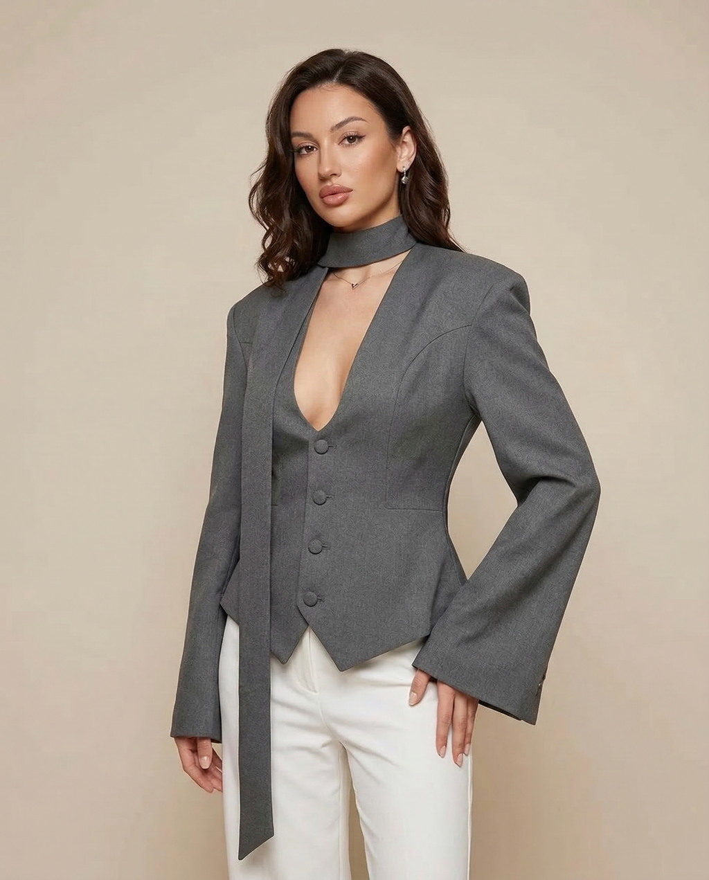 Veronica | Blazer Jacket – V-Neck Casual Slim Fit for Autumn/Winter