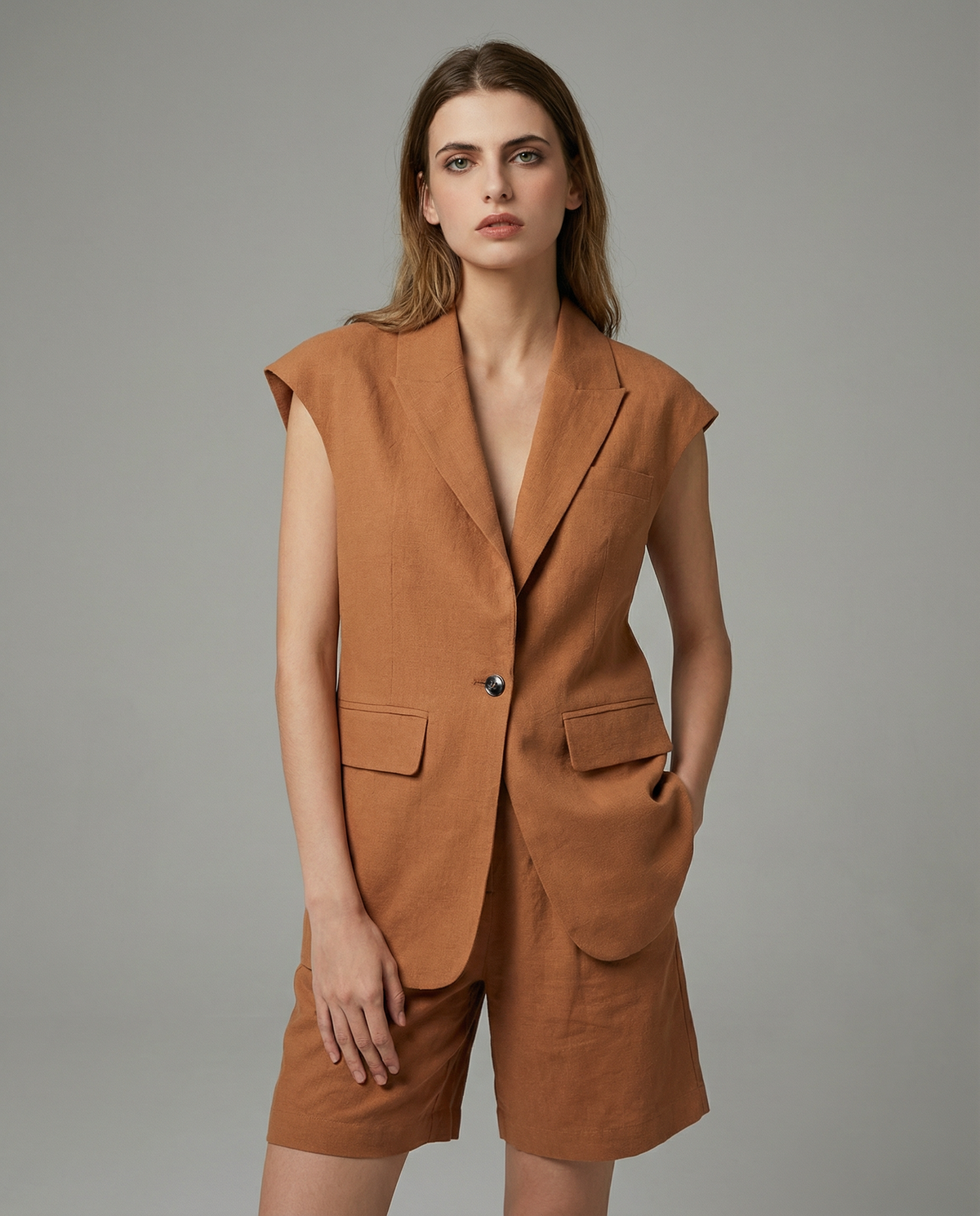 Gaia | Women's Blazer Suit – elegant linen-cotton blend for summer