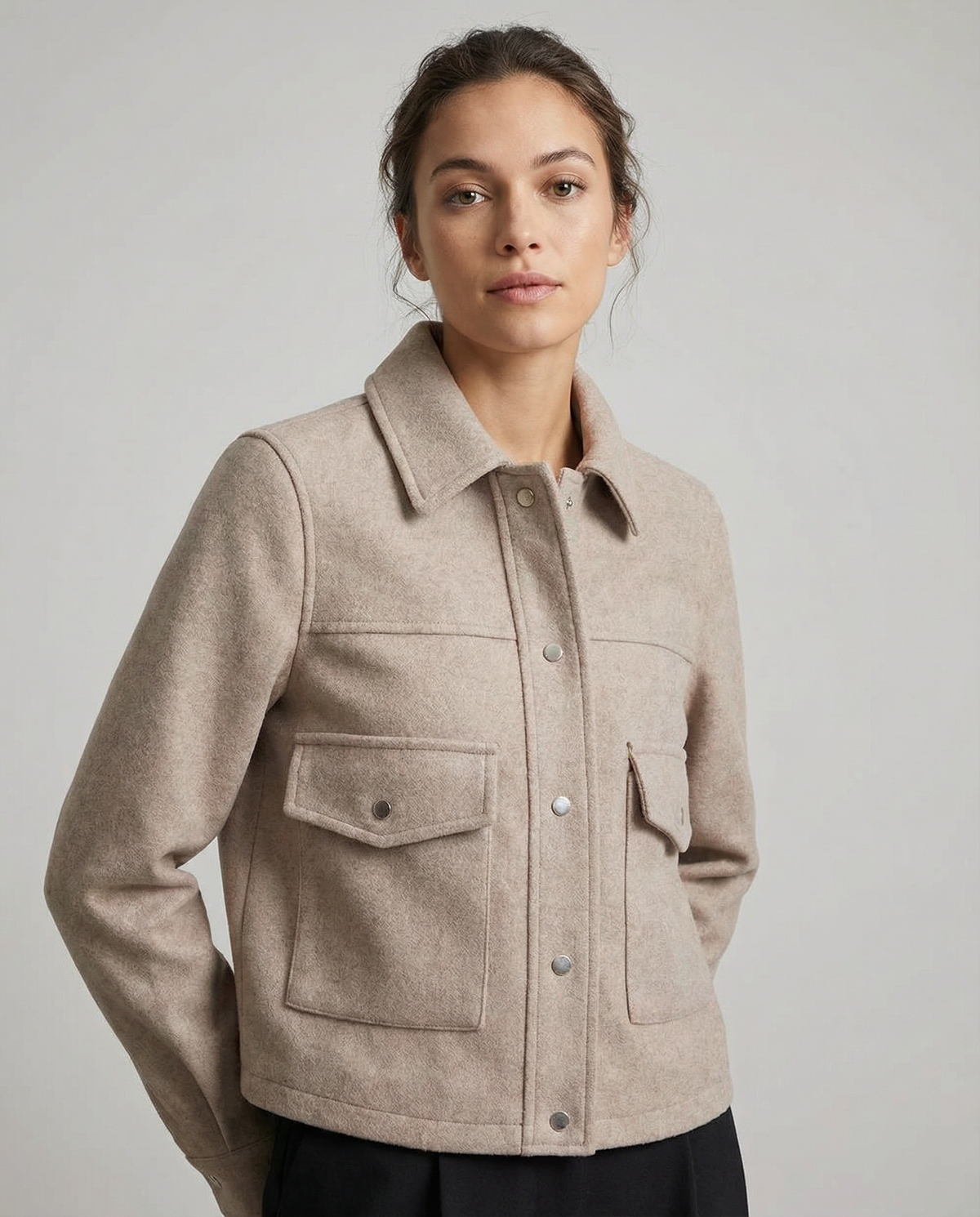 Nicla | Short wool-blend jacket with buttons and structured utility design