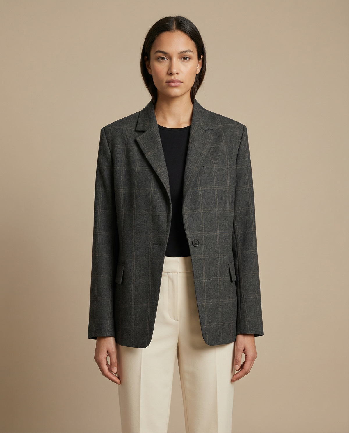 Pia | Oversized Checked Blazer with Shoulders Strutturate & Fit Tailored Moderna