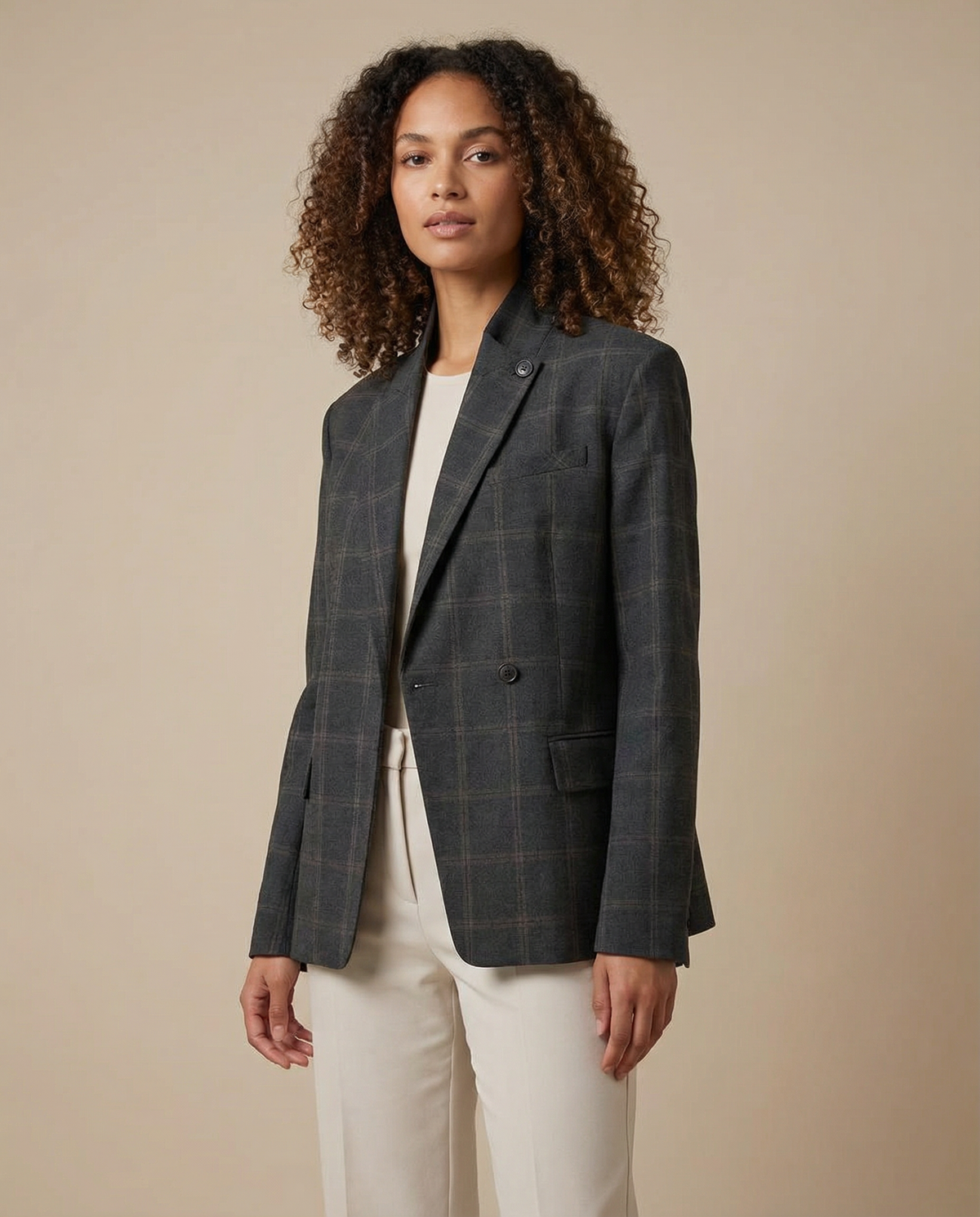 Pia | Oversized Checked Blazer with Shoulders Strutturate & Fit Tailored Moderna