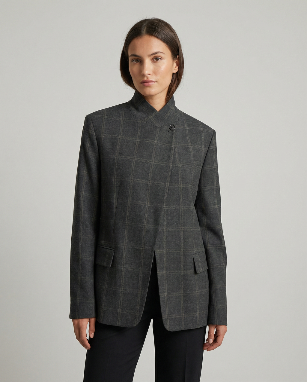 Pia | Oversized Checked Blazer with Shoulders Strutturate & Fit Tailored Moderna
