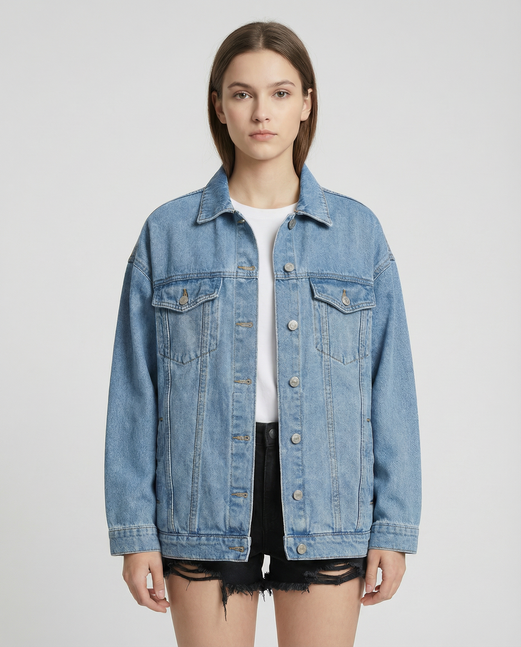 Speranza | Oversized Denim Jacket with Classic Buttons