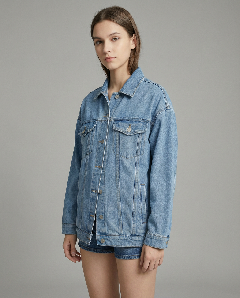 Speranza | Oversized Denim Jacket with Classic Buttons