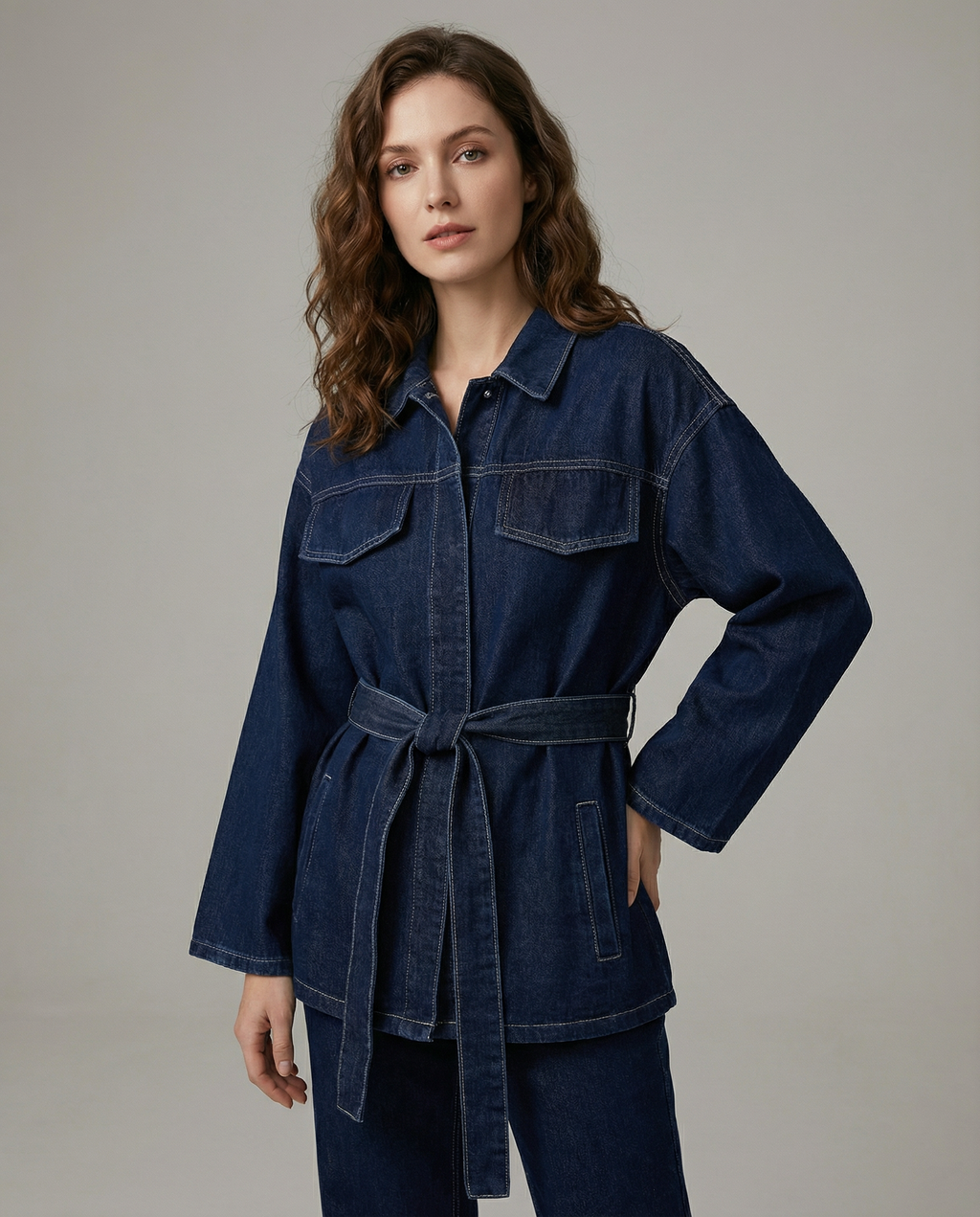 Salvatrice | Denim Utility Jacket with Belt