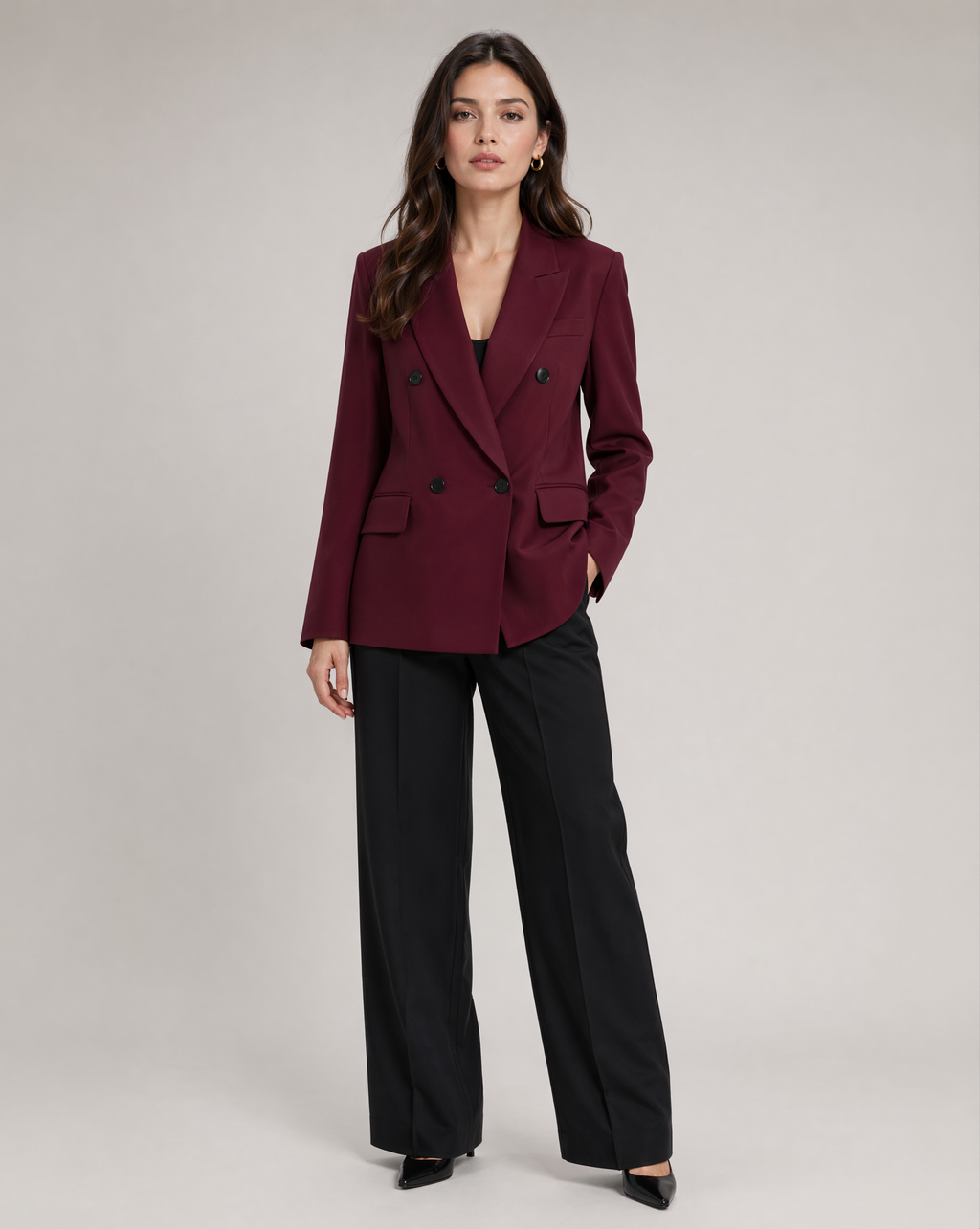 Renata | Oxblood Tailored Single-Button Blazer