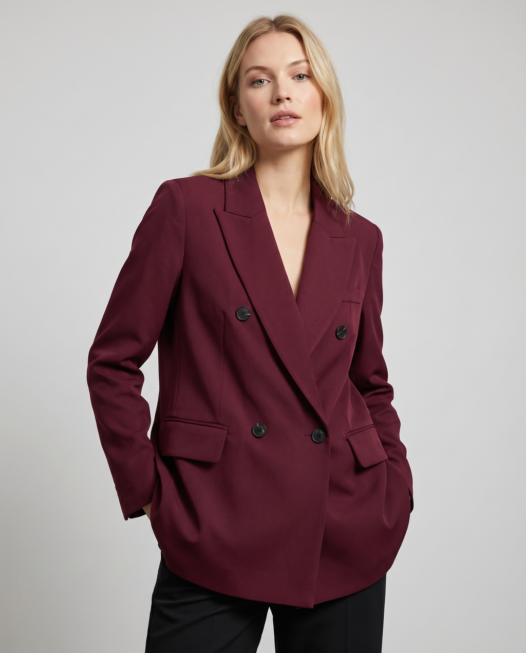 Renata | Oxblood Tailored Single-Button Blazer