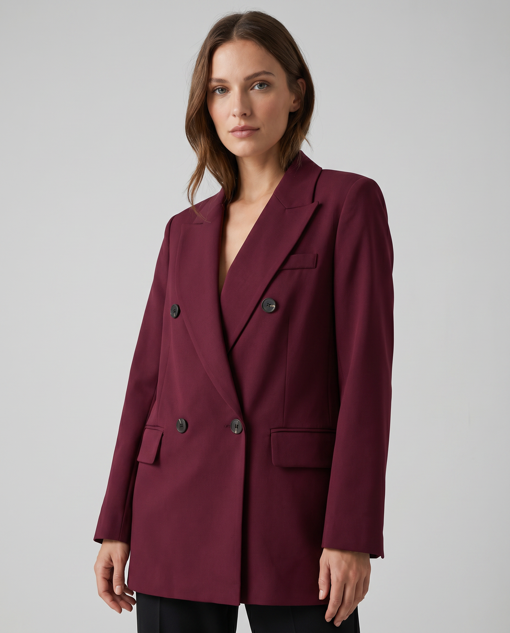 Renata | Oxblood Tailored Single-Button Blazer