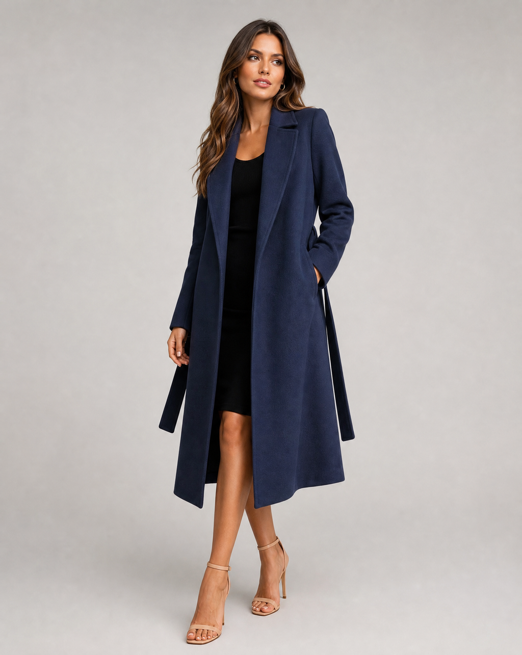 Maddalena | Winter Long Elegant in Blend Wool Trench Coat with Belt