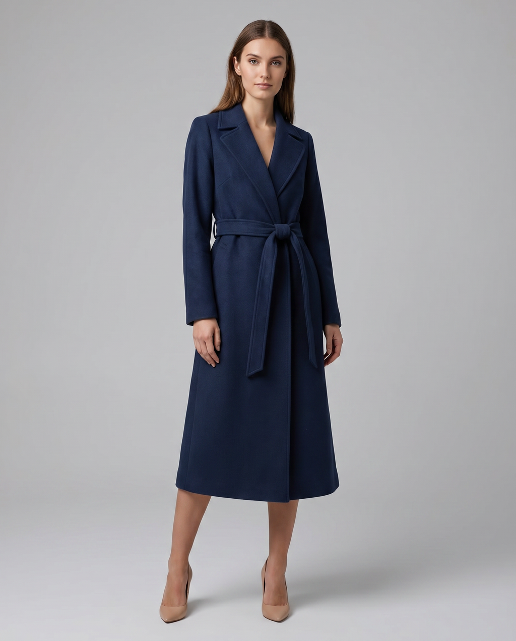 Maddalena | Winter Long Elegant in Blend Wool Trench Coat with Belt