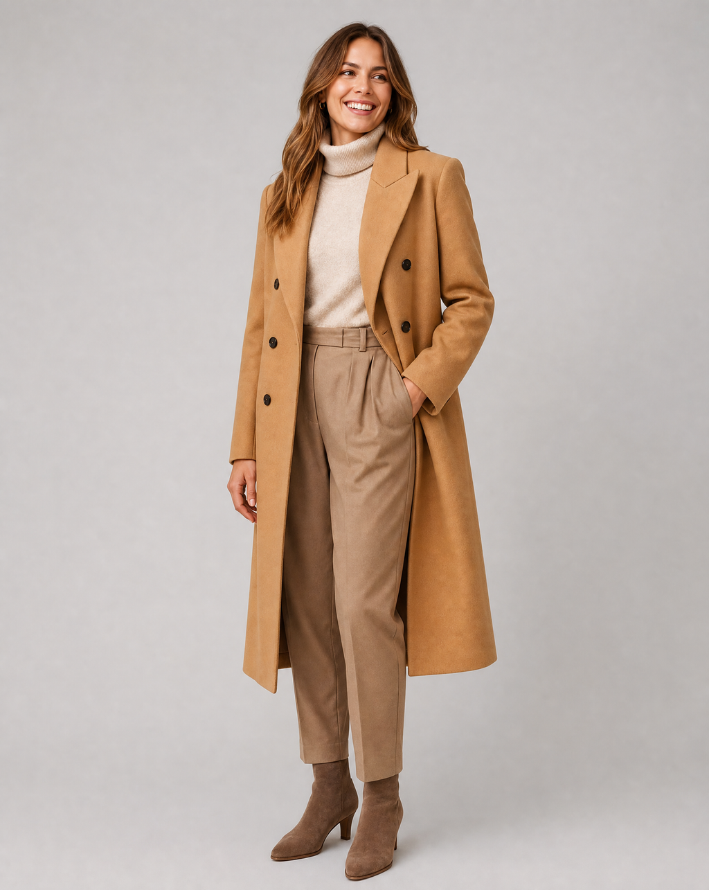 Fausta | Tailored Elegant Double Coat-Breasted in Blend Wool