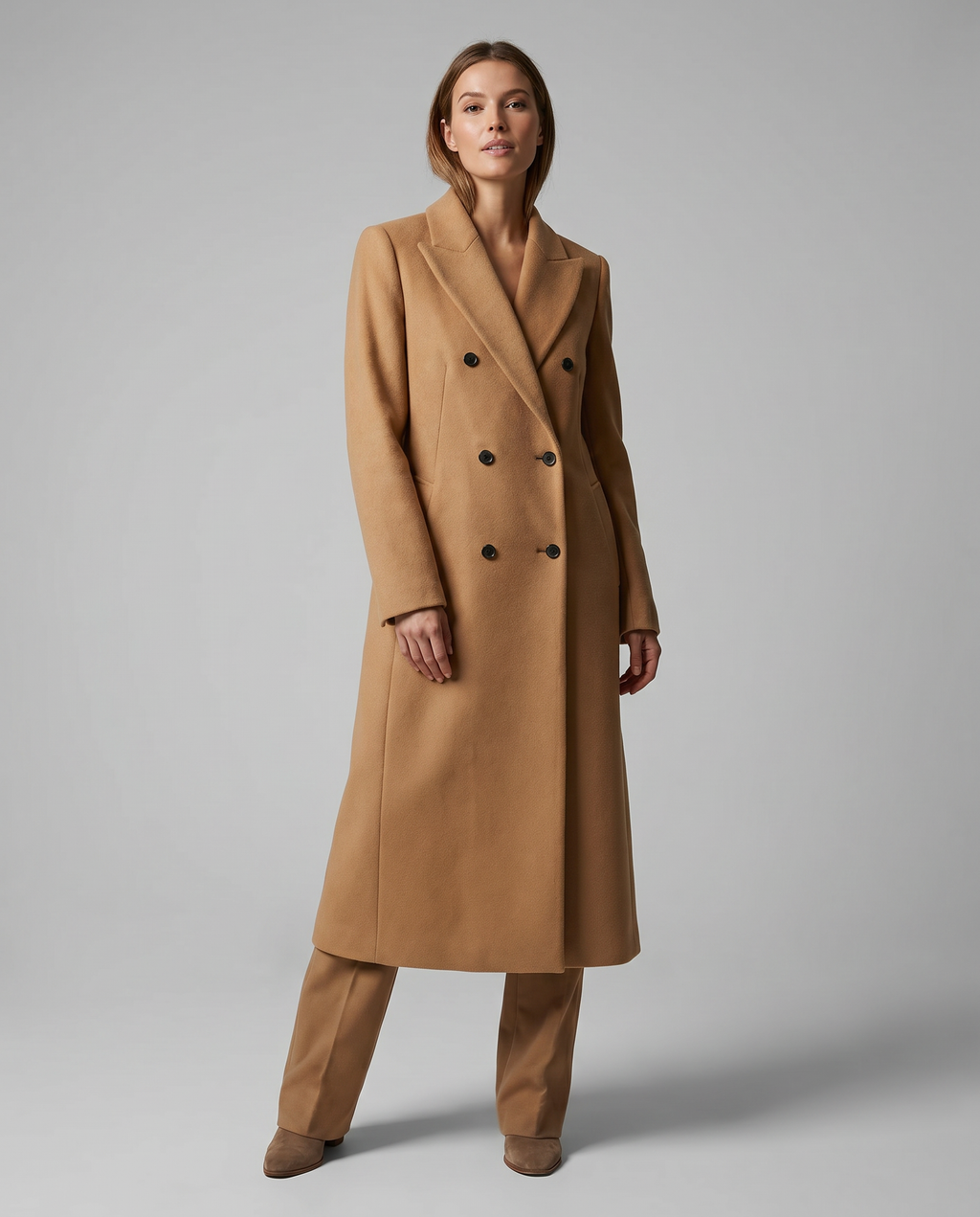 Fausta | Tailored Elegant Double Coat-Breasted in Blend Wool