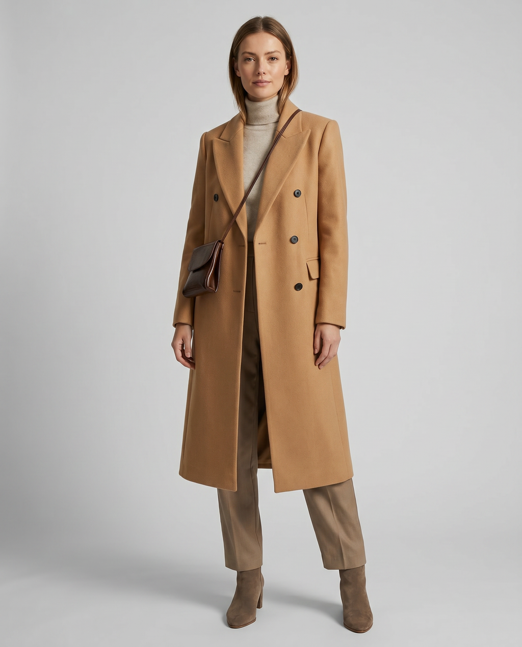Fausta | Tailored Elegant Double Coat-Breasted in Blend Wool