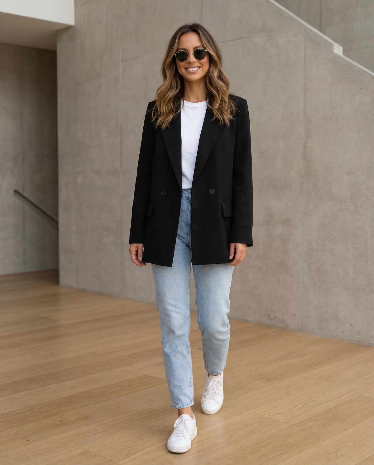 Nina | Black Classic Tailored Double-Breasted Blazer
