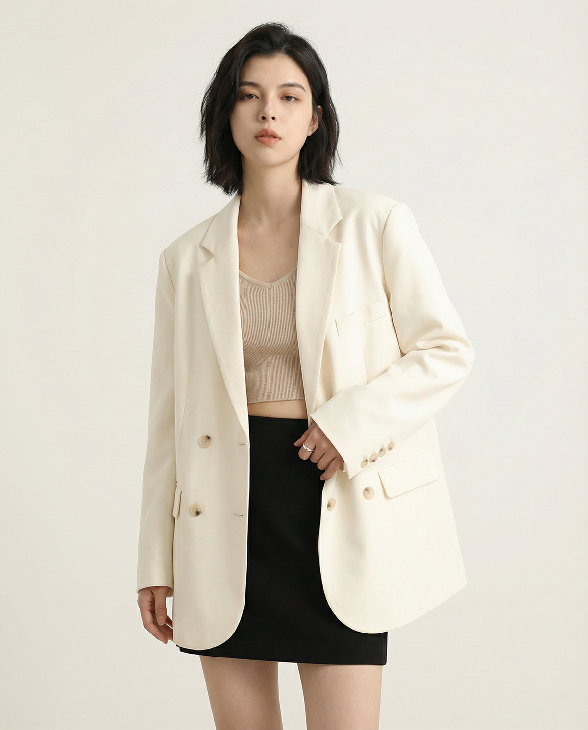 Bettina | Chic Blazer – Elegant Office Solid Coat with Long Sleeves