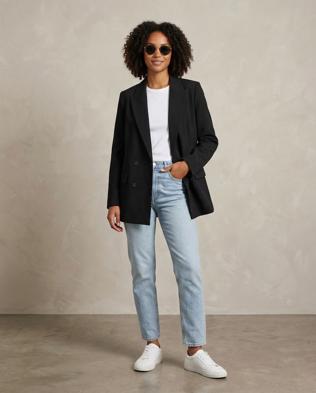 Nina | Black Classic Tailored Double-Breasted Blazer