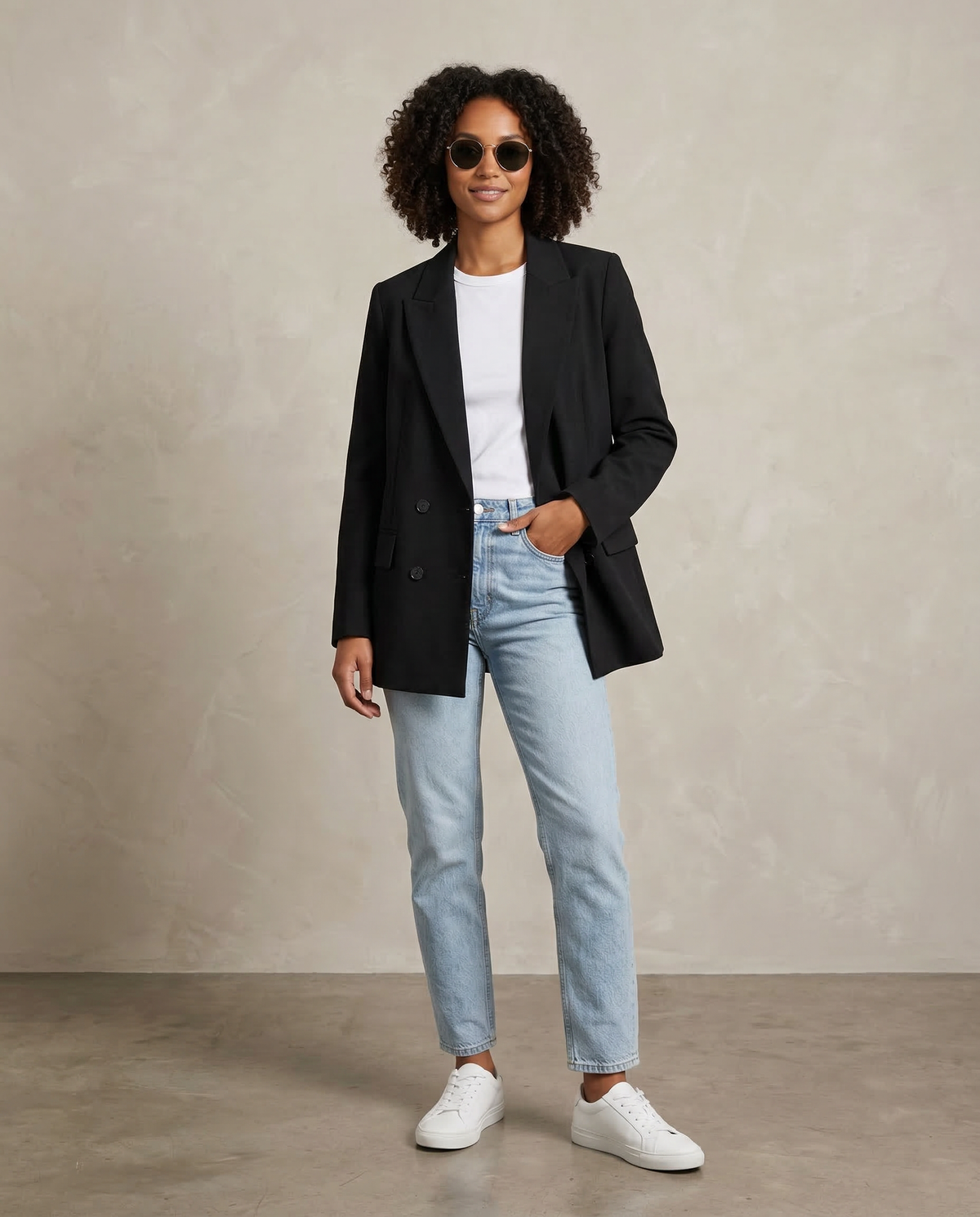 Nina | Black Classic Tailored Blazer for Women – Elegant Double Jacket-Breasted Casual Chic