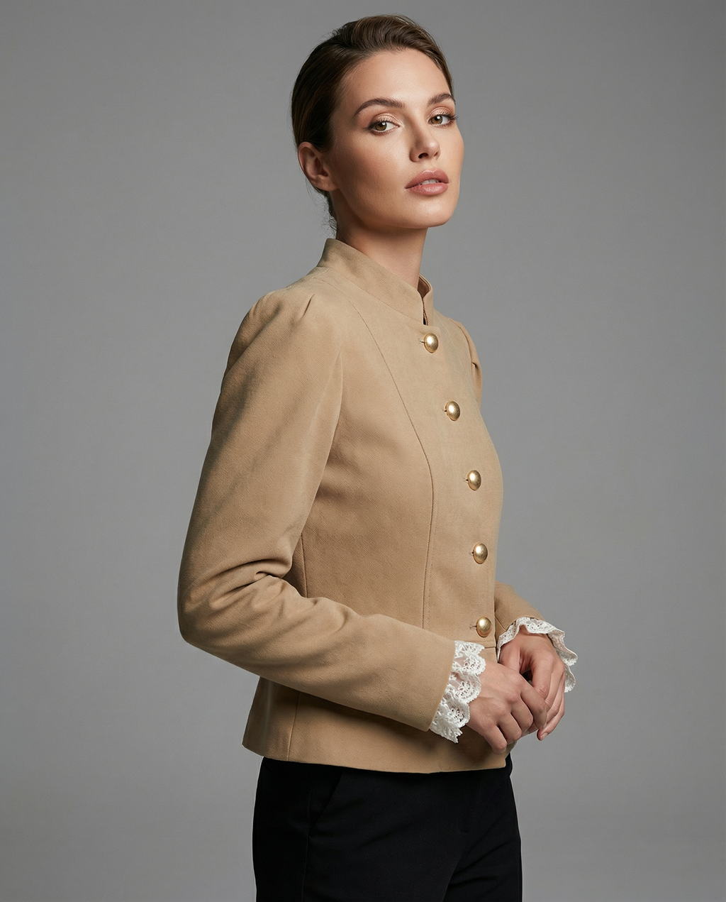 Sabrina | Autumn Velvet Blazer with Puff Shoulders