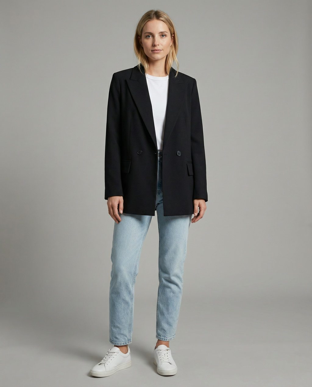 Nina | Black Classic Tailored Double-Breasted Blazer