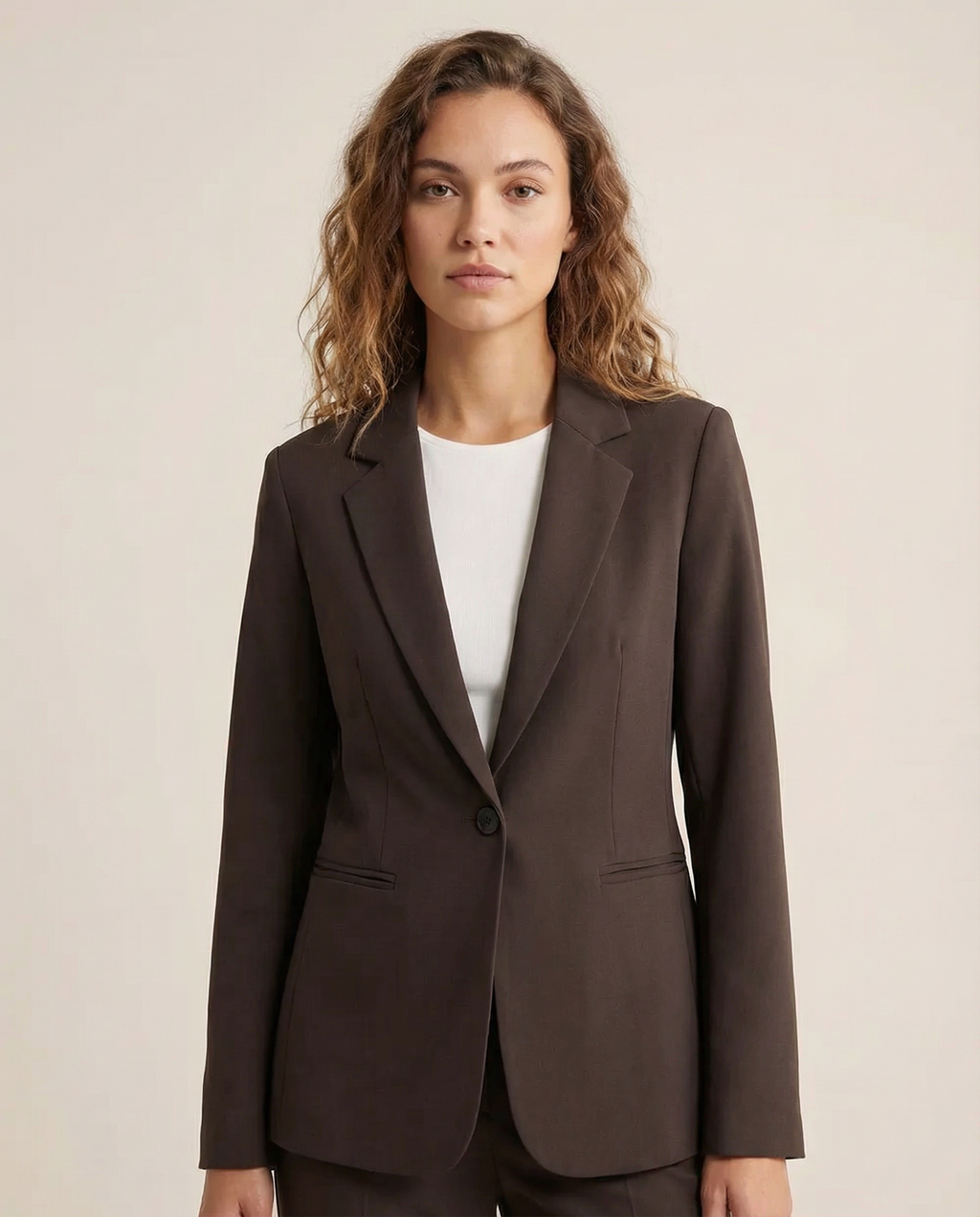 Benedetta | Korean fashion blazer – dark cocoa brown slim fit tailored jacket