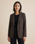Benedetta | Korean fashion blazer – dark cocoa brown slim fit tailored jacket