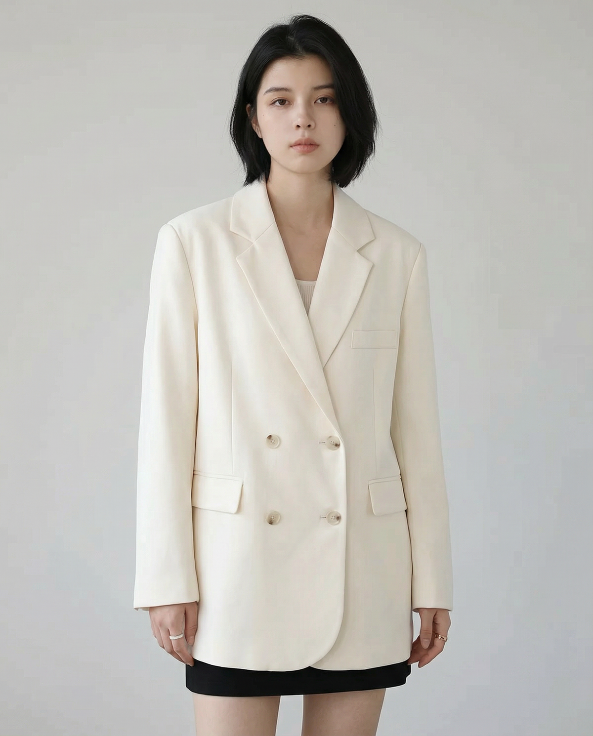 Bettina | Chic blazer - elegant plain long-sleeved office coat