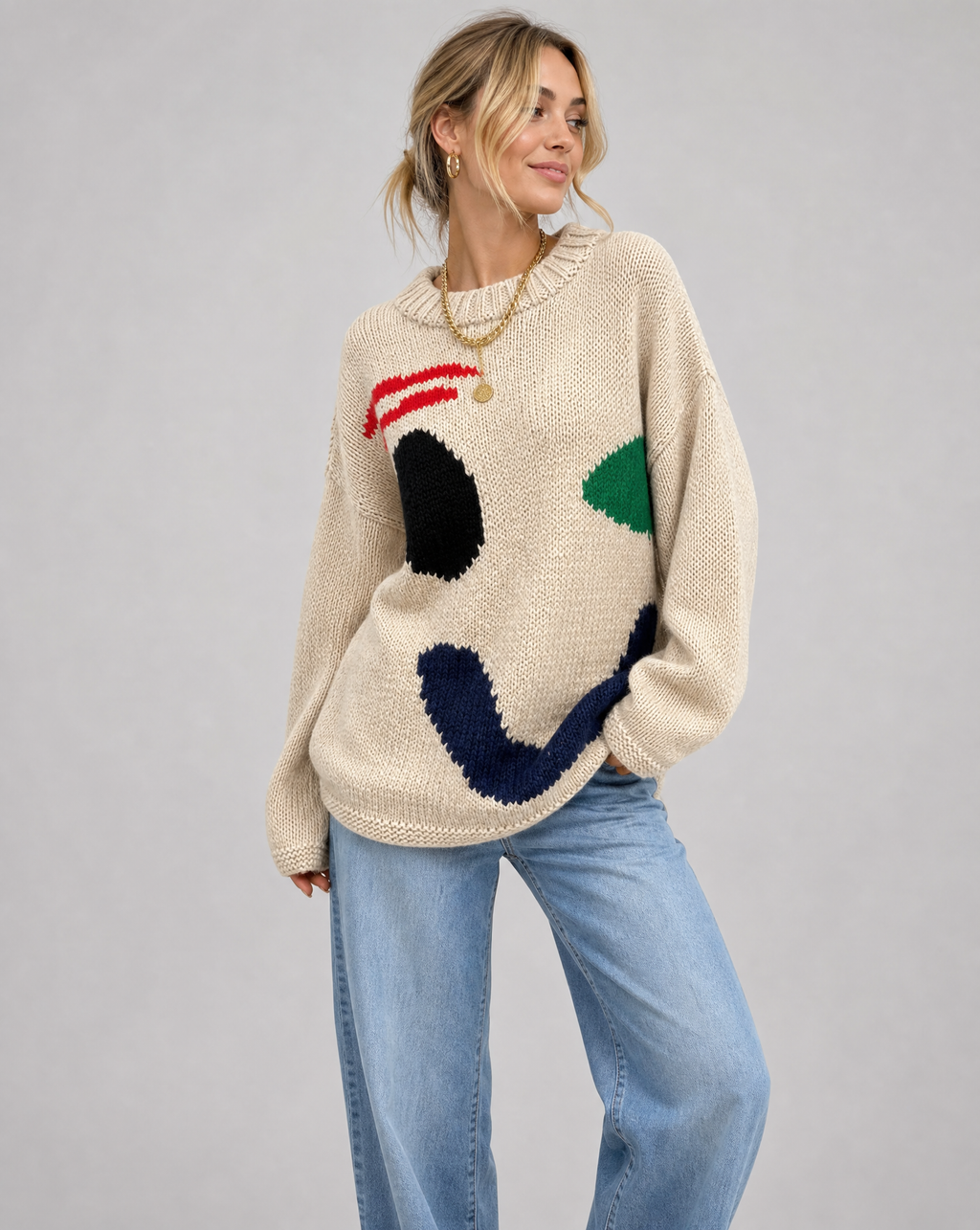 Arianna | Oversized Sweater with Design Smiley