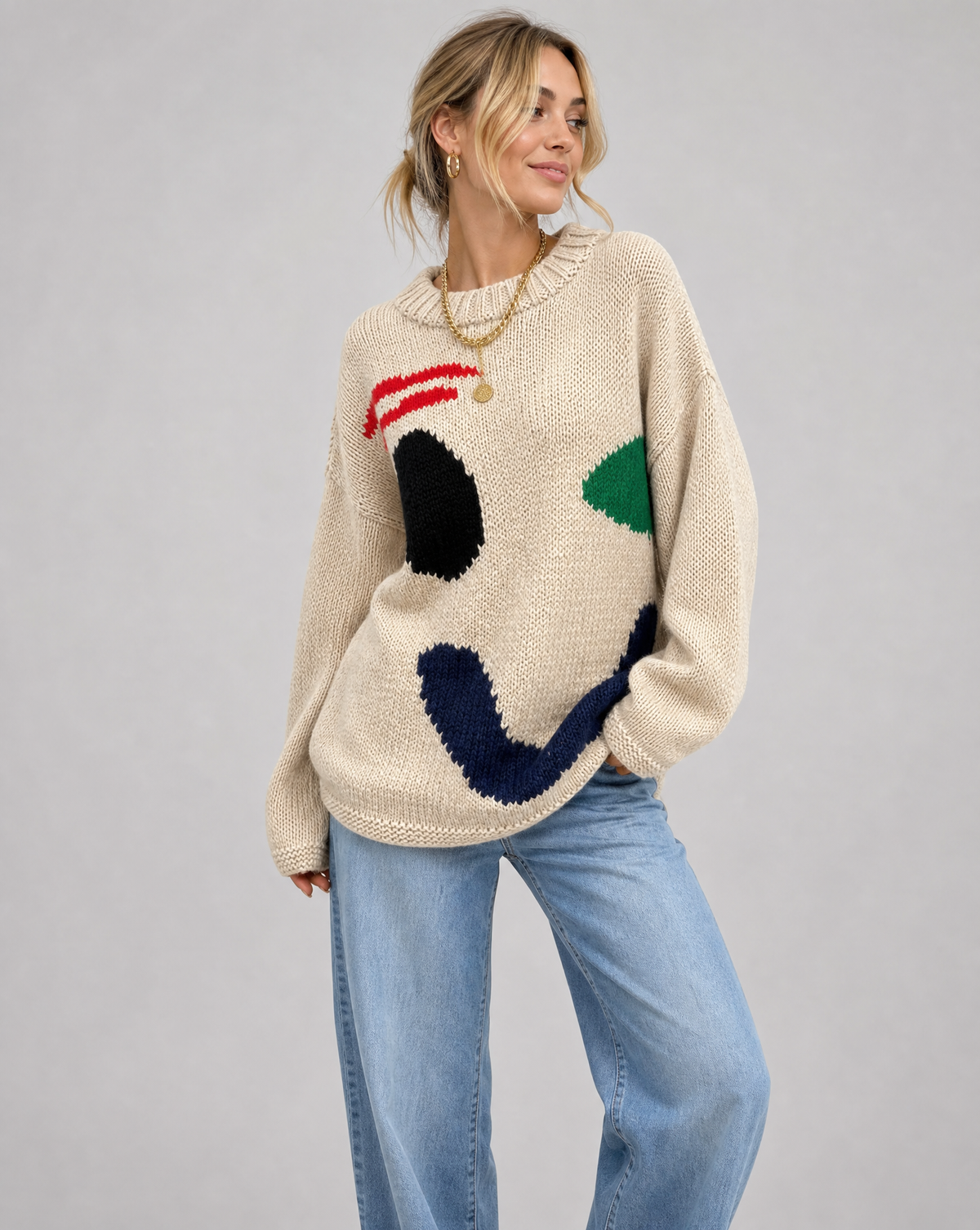 Arianna | Oversized sweater with smiley design