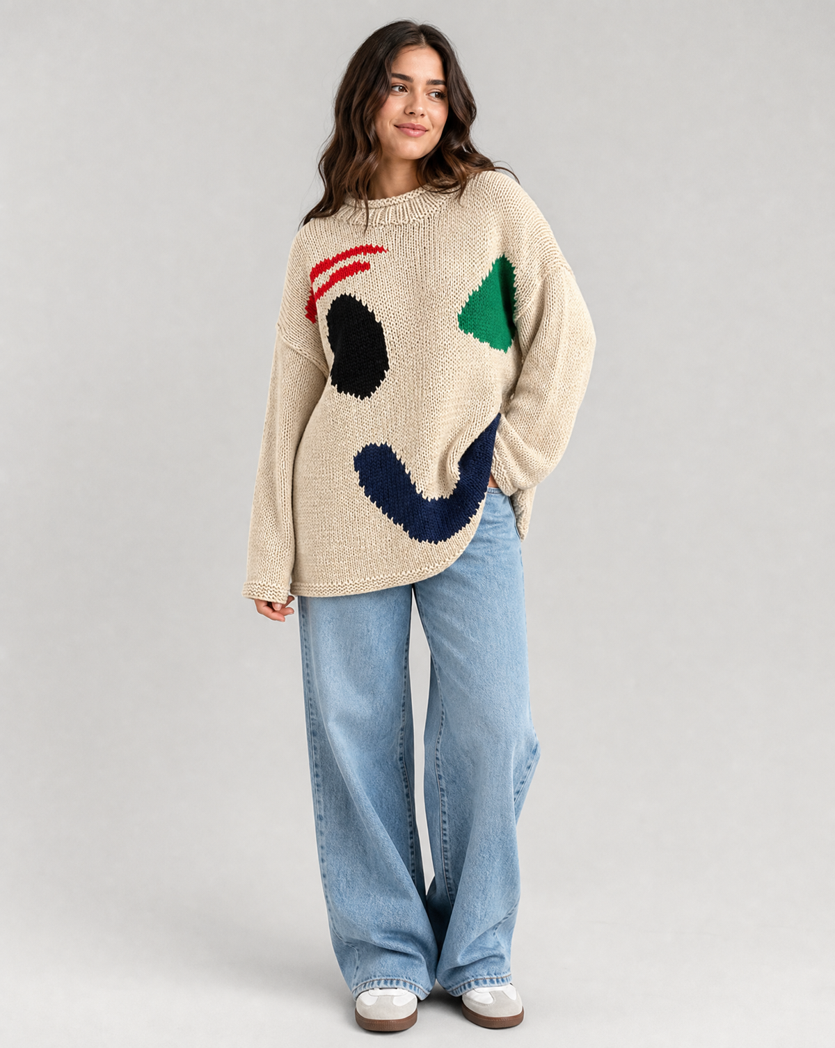Arianna | Oversized Sweater with Design Smiley