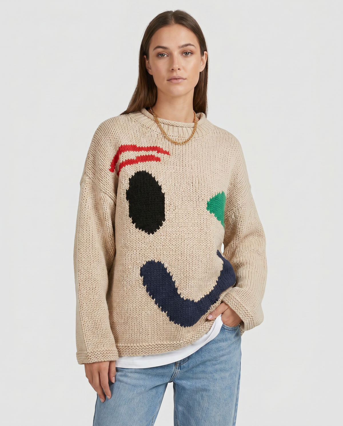 Arianna | Oversized Sweater with Design Smiley