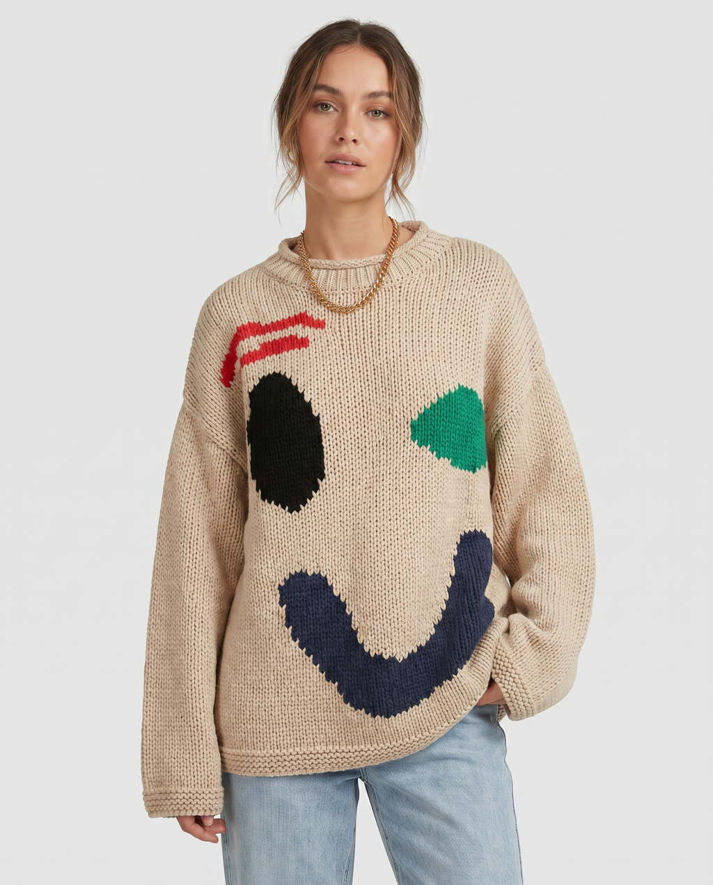 Arianna | Oversized Sweater with Design Smiley