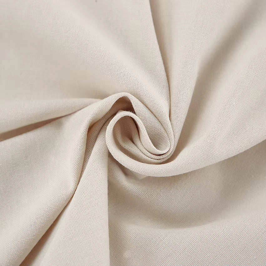Amaranta | Linen & Cotton Dress with V-Neck & Open Back