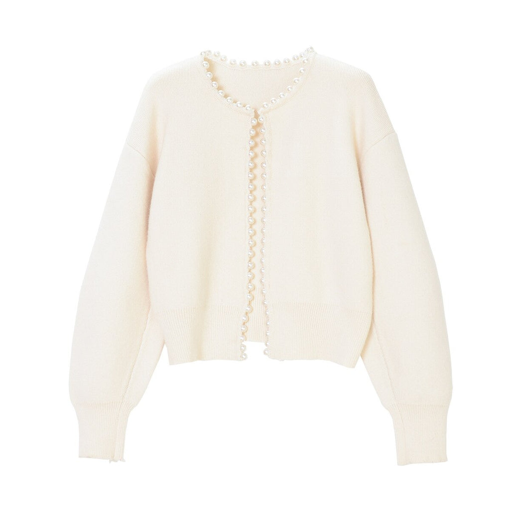 Enrica | Cardigan with Trim of Perle