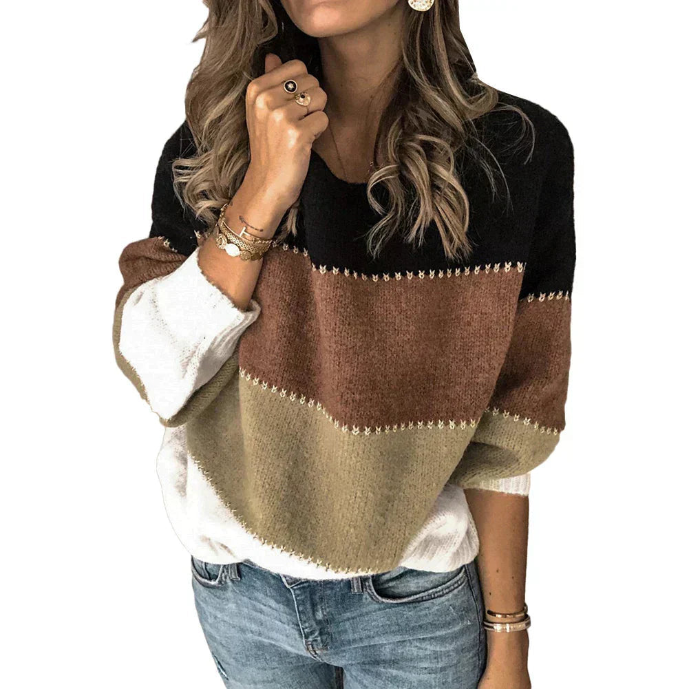 Fortunata | Spring Colorblock Knit Sweater — Modern Style