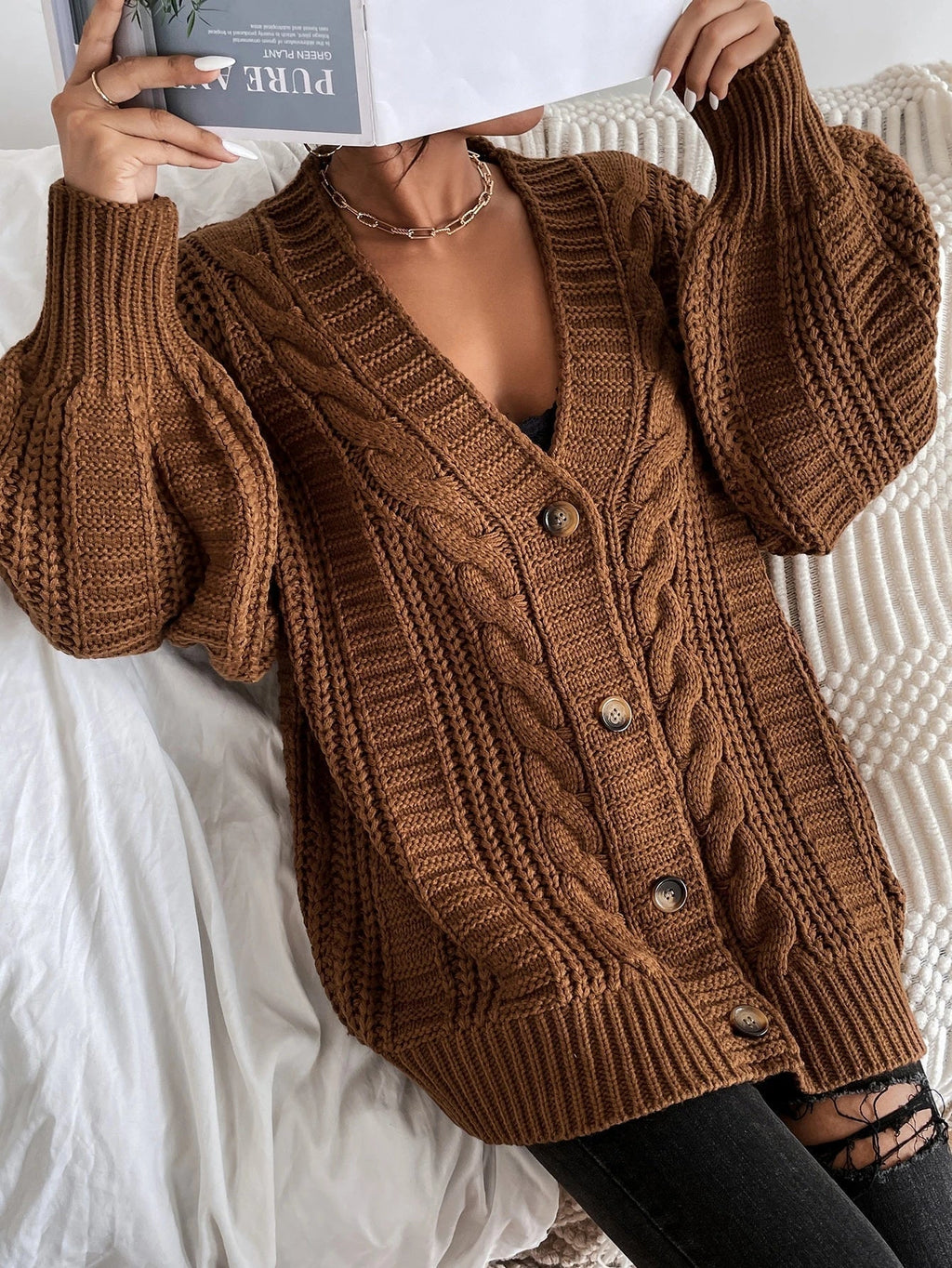Alida | Oversized Knit Cardigan with Cable Knit