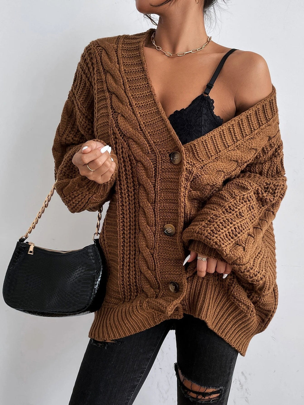 Alida | Oversized Knit Cardigan with Cable Knit