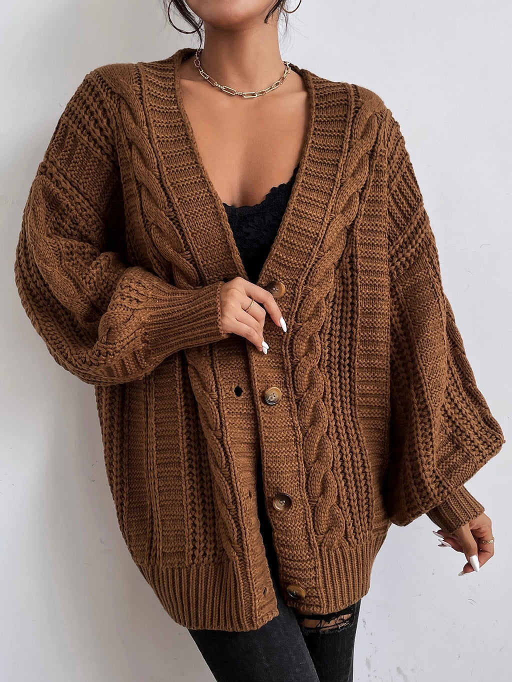 Alida | Oversized Knit Cardigan with Cable Knit