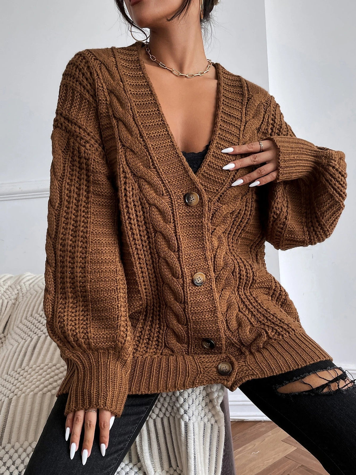 Alida | Oversized Knit Cardigan with Cable Knit