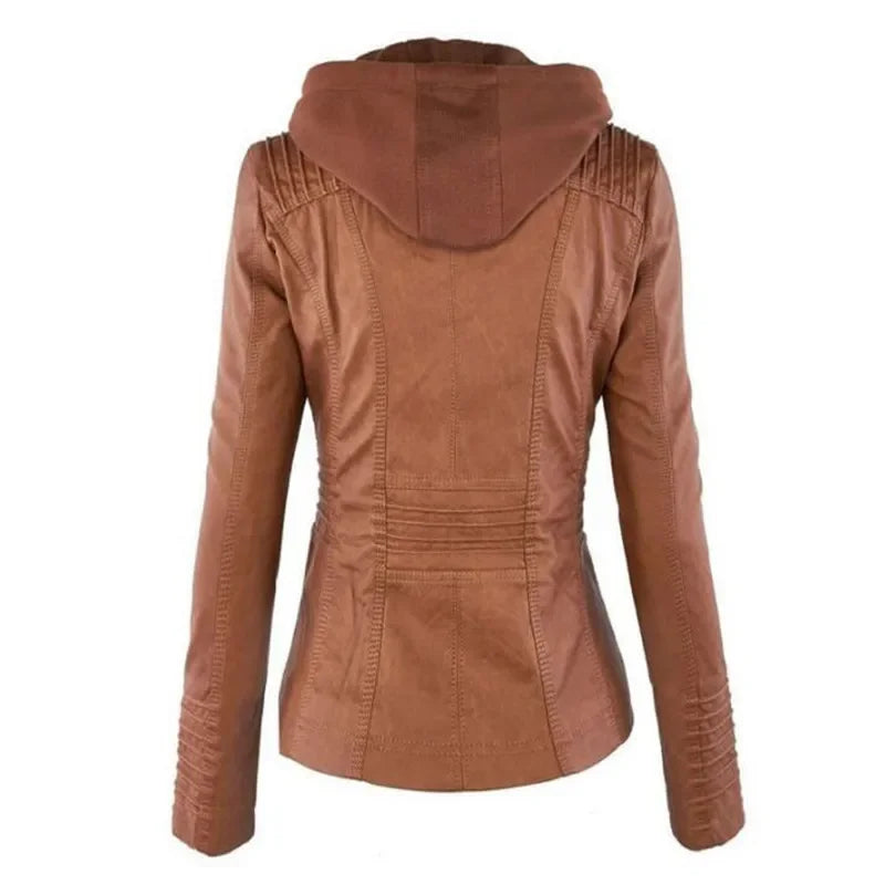 Palmina | Faux Leather Jacket with Hood