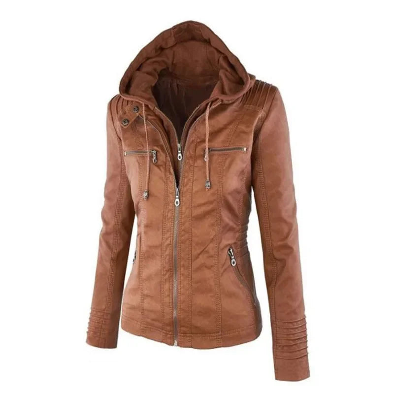 Palmina | Faux Leather Jacket with Hood